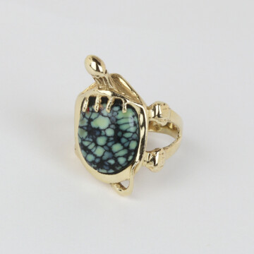 Featured image of this Women’s 14k Yellow Gold Turtle Turquoise Ring