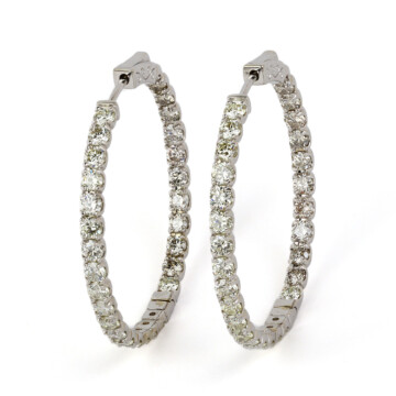 Featured image of this Women’s 14k White Gold, Diamond Hoop Earrings