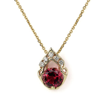 Featured image of this Women’s 14k Yellow Gold, Pink Tourmaline, Diamond Necklace