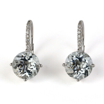 Featured image of this Women’s 14k White Gold Aquamarine & Diamond Drop Earrings