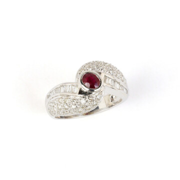 Featured image of this Women’s 18k White Gold, Diamond, Ruby Ring