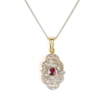 Featured image of this Women’s 14k White Gold, Diamond, Ruby Necklace