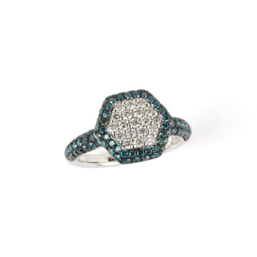 Featured image of this Women’s 14k White Gold Blue & Clear Diamond Ring