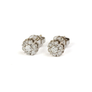 Featured image of this Women’s 14k White Gold Diamond Flower Stud Earrings
