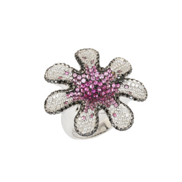 Featured image of this Women’s 18k White Gold, Diamond, Pink Sapphire Ring