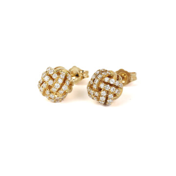 Featured image of this Women’s 14k Yellow Gold Diamond Knot Stud Earrings