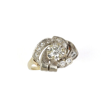 Featured image of this Vintage Women’s 14k Yellow & White Gold Diamond Ring EGL Cert
