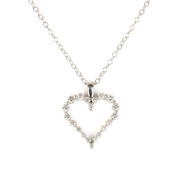 Gallery image of this Women’s 14k White Gold Diamond Heart Pendant Necklace