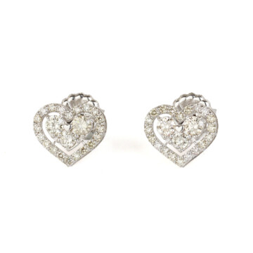 Featured image of this Women’s 18k White Gold Diamond Heart Stud Earrings