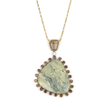 Featured image of this Fischer Women’s 14k Yellow Gold Diamond, Smoky Quartz, Turquoise Pendant Necklace