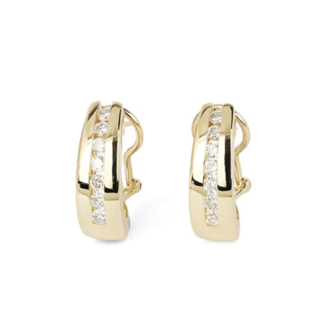 Featured image of this Women’s 14k Yellow Gold Diamond Omega Back Drop Earrings