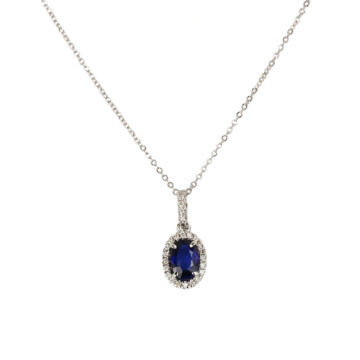 Featured image of this Women’s 14k White Gold Diamond, Sapphire Pendant Necklace