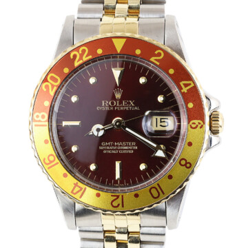 Featured image of this Stainless Steel Rolex GMT Master Rootbeer Wristwatch – 40mm Case