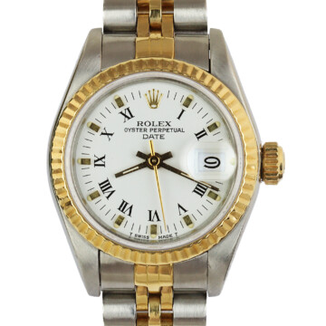 Featured image of this 18k Yellow Gold, Stainless Steel Roman Date Rolex Wristwatch – 26mm Case