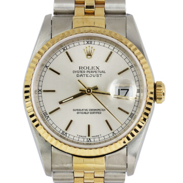 Featured image of this 18k Yellow Gold, Stainless Steel Datejust Rolex Wristwatch – 36mm Case
