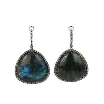 Featured image of this Fischer Women’s 14k White Gold Labradorite, Diamond Dangle Earrings