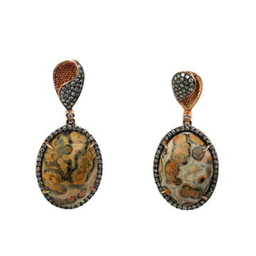 Featured image of this Fischer Women’s 14k Rose Gold Diamond, Crazy Lace Agate Dangle Earrings