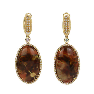 Featured image of this Fischer Women’s 14k Yellow Gold Diamond, Agate Dangle Earrings