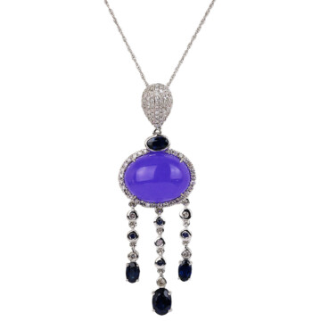 Featured image of this Fischer Women’s 14k White Gold Diamond, Jade, Sapphire Necklace