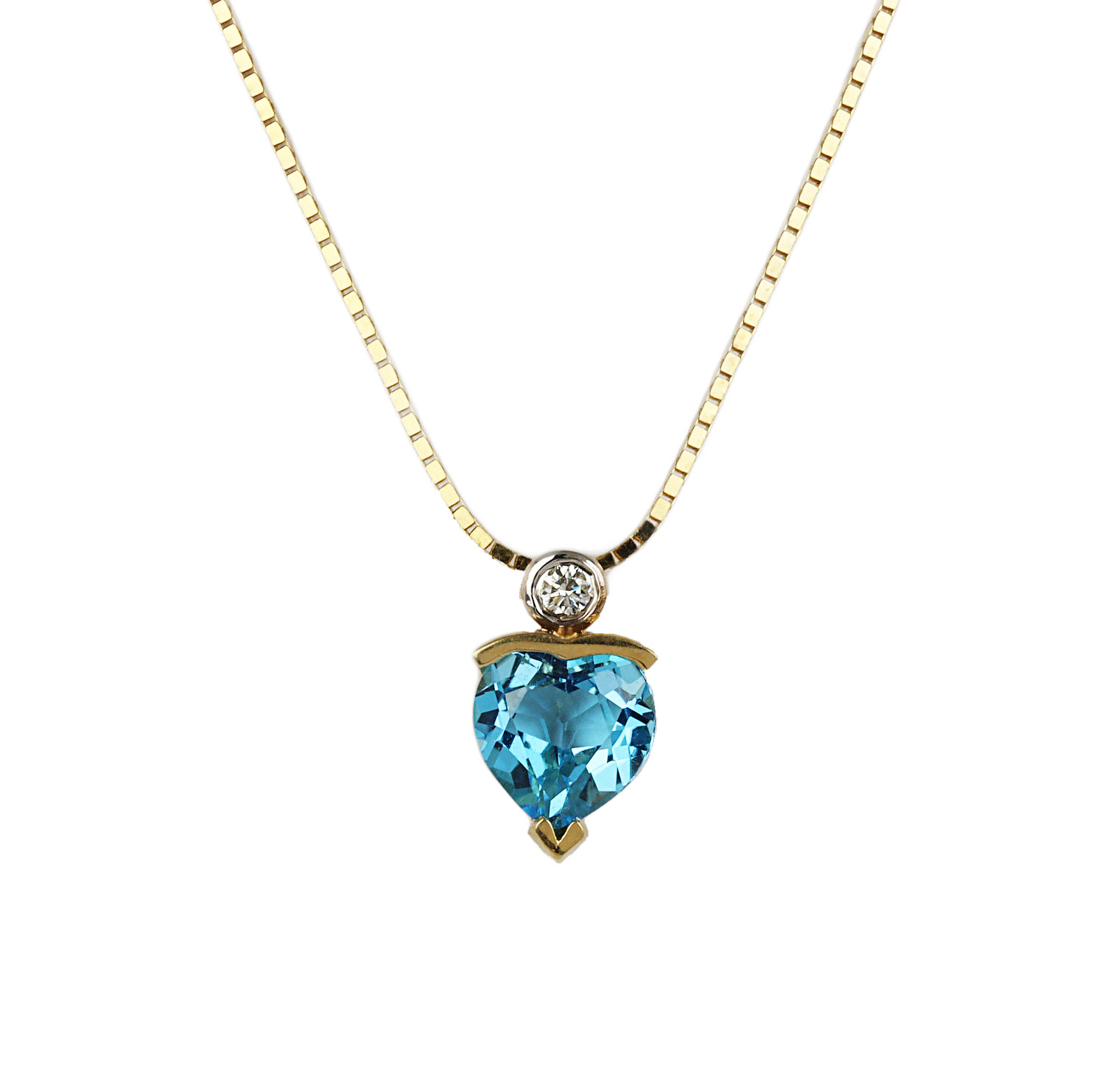 Featured image of this Women’s 14k Yellow Gold Diamond, Blue Topaz Heart Necklace