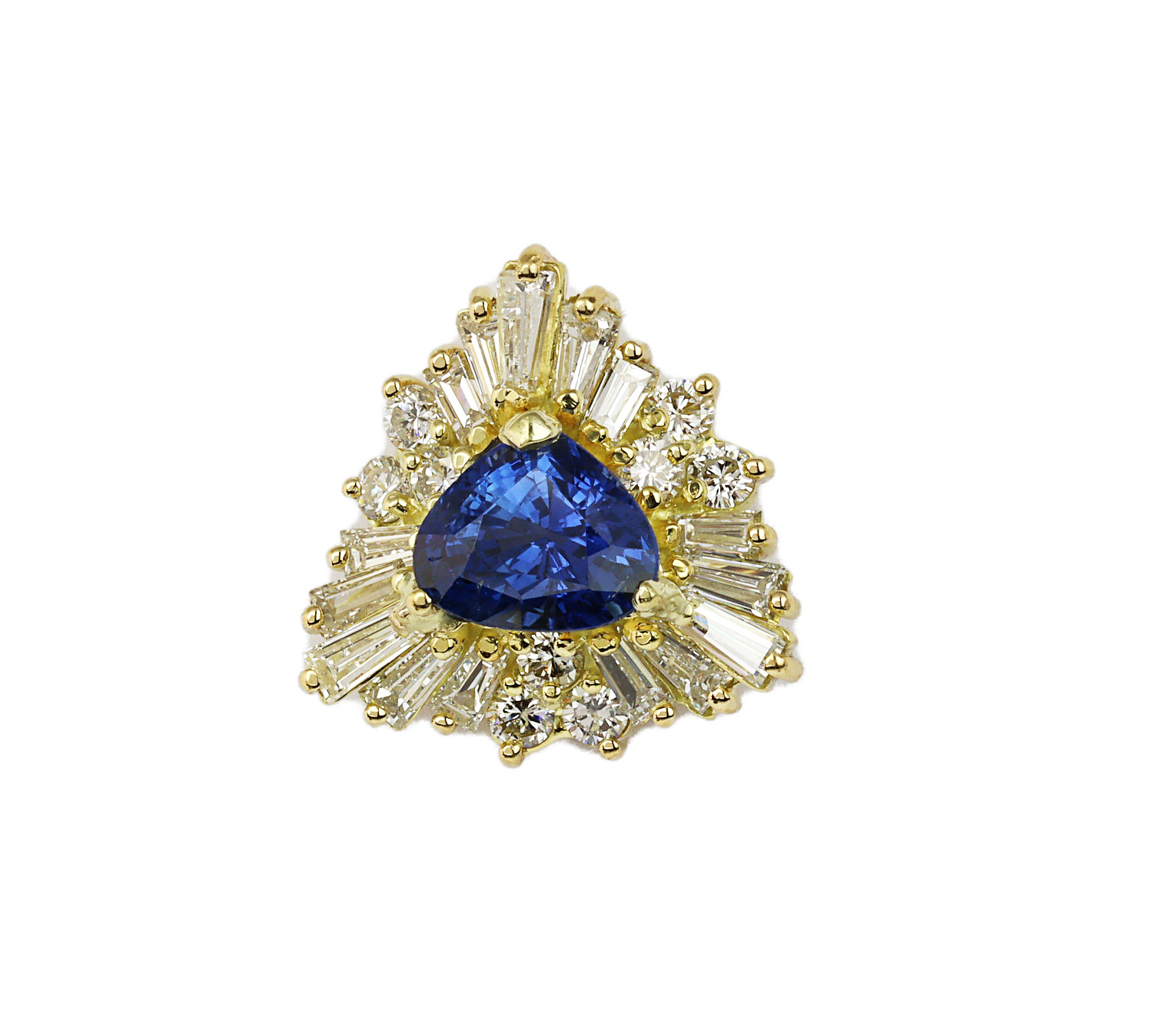 Gallery image of this Women’s 18k Yellow Gold Diamond, Sapphire Pendant GIA Cert