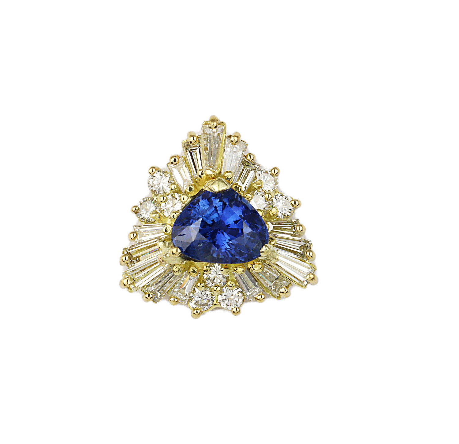 Featured image of this Women’s 18k Yellow Gold Diamond, Sapphire Pendant GIA Cert