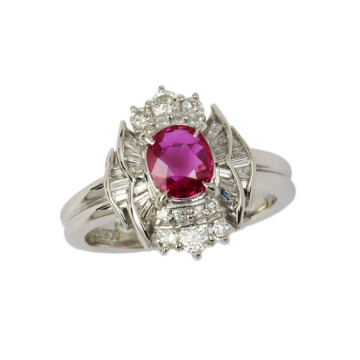 Featured image of this Women’s Platinum Diamond, Ruby Ring GIA Cert