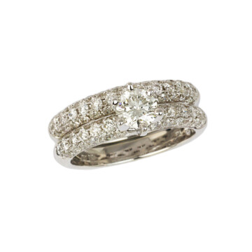 Featured image of this Women’s 14k White Gold Diamond Bridal Ring Set EGL Cert