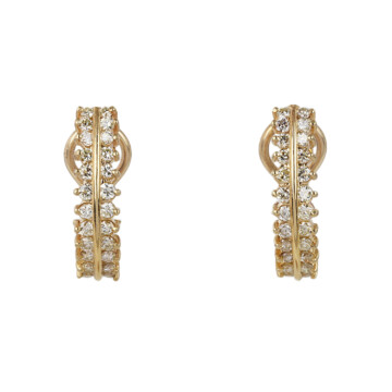 Featured image of this Women’s 14k Yellow Gold Diamond Half Hoop Earrings