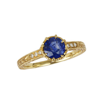 Featured image of this Women’s 14k Yellow Gold Diamond, Sapphire Ring GIA Cert