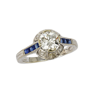 Featured image of this Women’s 14k White Gold Diamond, Sapphire Bridal Ring GIA Cert