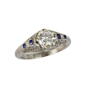 Featured image of this Women’s 14k White Gold Diamond, Sapphire Bridal Ring EGL Cert