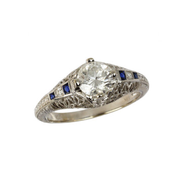 Featured image of this Women’s 14k White Gold Diamond, Sapphire Ring EGL Cert