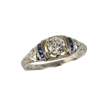 Featured image of this Women’s 14k White Gold Diamond, Sapphire Ring EGL Cert
