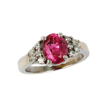 Featured image of this Women’s 18k White Gold Diamond, Pink Spinel Ring GIA Cert