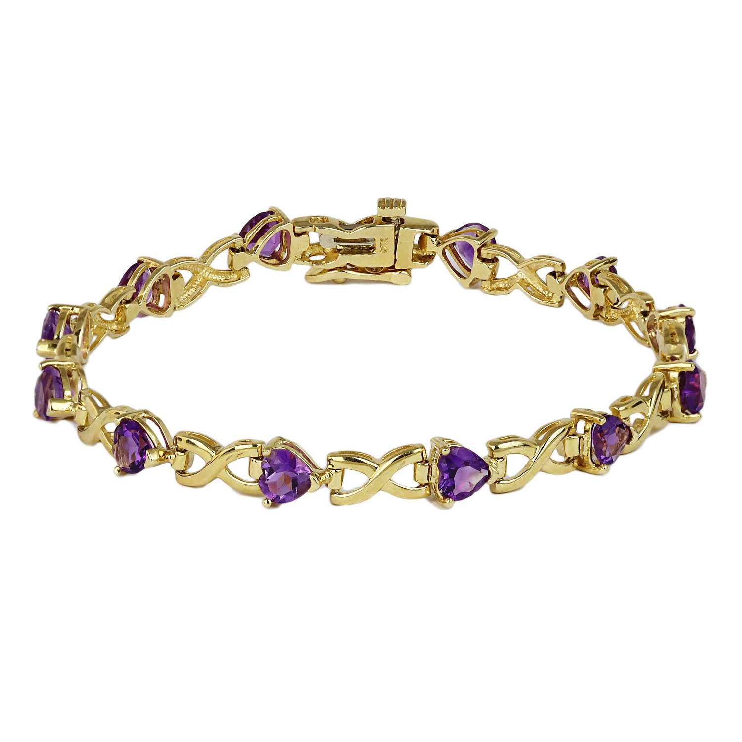Featured image of this Women’s 14k Yellow Gold Amethyst Link Bracelet