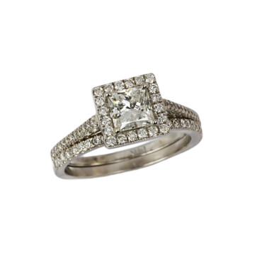Featured image of this Women’s 14k White Gold Diamond Bridal Ring Set EGL Cert