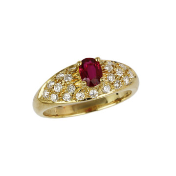 Featured image of this Women’s 18k Yellow Gold, Diamond, Ruby Ring