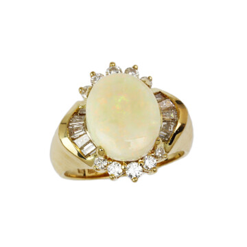Featured image of this Women’s 18k Yellow Gold Diamond, Opal Ring