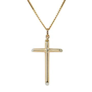 Featured image of this Unisex 18k Yellow Gold Cross Necklace