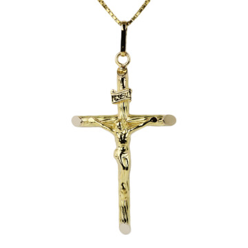Featured image of this Unisex 18k Yellow Gold Crucifix Necklace
