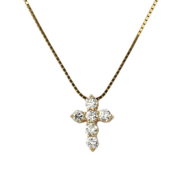 Featured image of this Women’s 14k Yellow Gold Diamond Cross Necklace