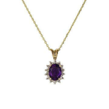 Featured image of this Women’s 14k Yellow Gold Amethyst, Diamond Necklace