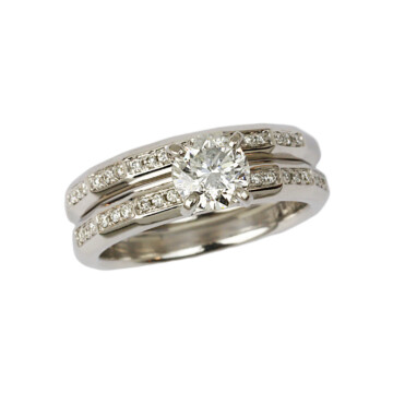 Featured image of this Women’s 14k White Gold Diamond Bridal Size 6.75 Ring Set EGL Cert.