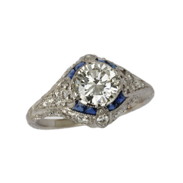 Featured image of this Women’s 14k White Gold Diamond, Sapphire Size 6.75 Ring GIA Cert