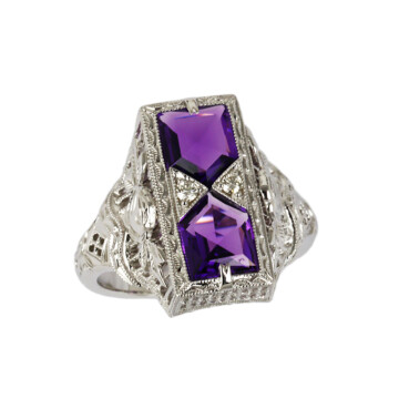 Featured image of this New Women’s 14k White Gold Amethyst, Diamond Size 7 Ring