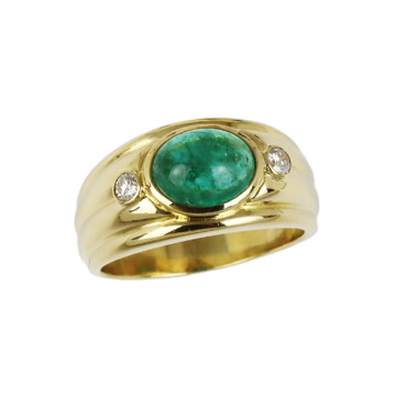 Featured image of this Women’s 18k Yellow Gold Diamond, Emerald Size 7.75 Ring