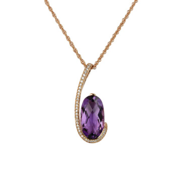 Featured image of this Women’s 14k Rose Gold Amethyst, Diamond Necklace