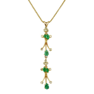 Featured image of this Women’s 14k Yellow Gold, Diamond, Emerald Necklace