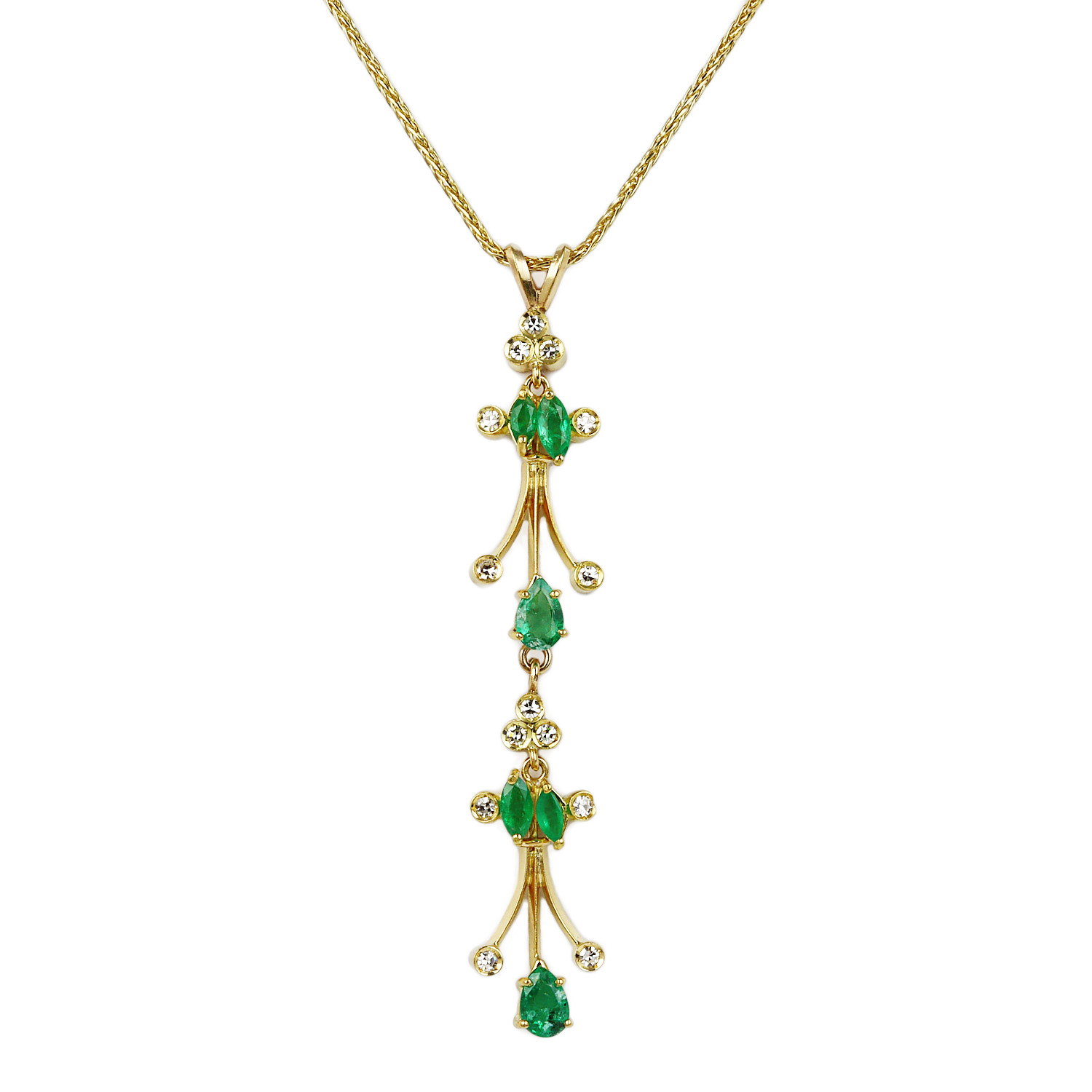 Featured image of this Women’s 14k Yellow Gold, Diamond, Emerald Necklace